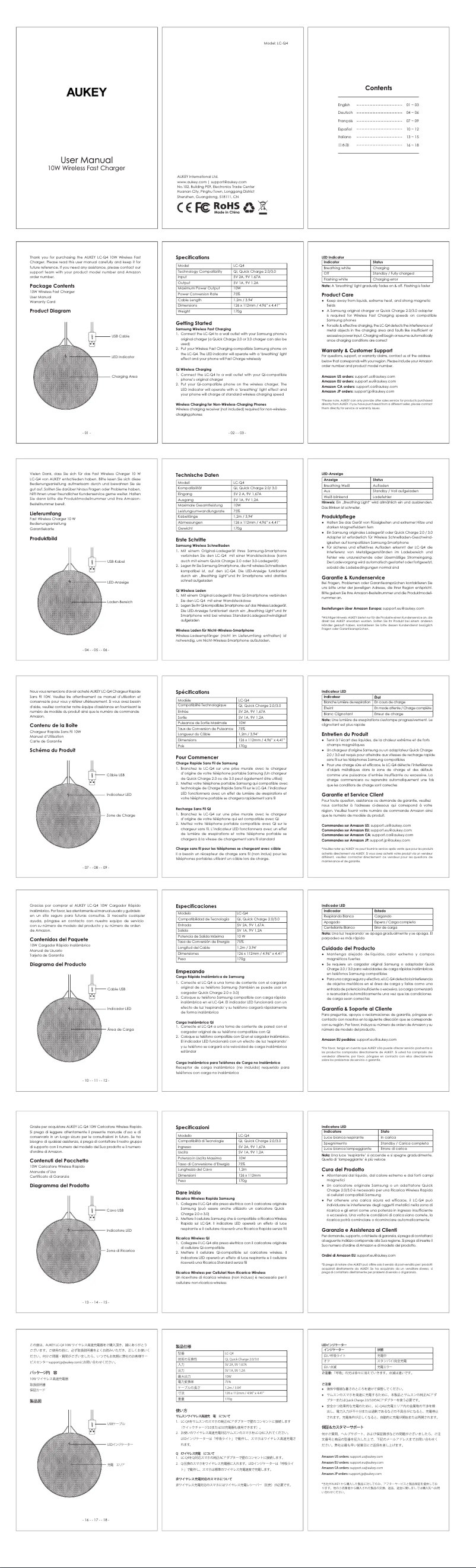 Page 1 de la notice Manuel utilisateur Aukey LC-Q4