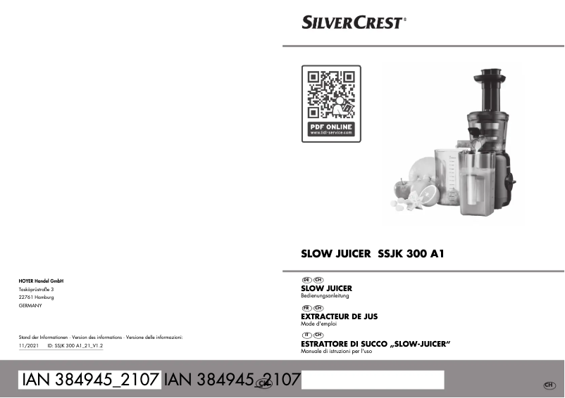 Image de la première page du manuel de l'appareil SSJK 300 A1