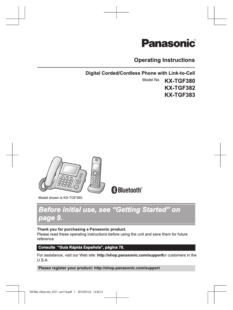 Página 1 del manual Manual de usuario Panasonic KX-TGF380