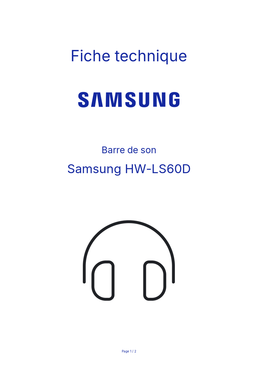 Page n°1 - Fiche technique Samsung HW-LS60D