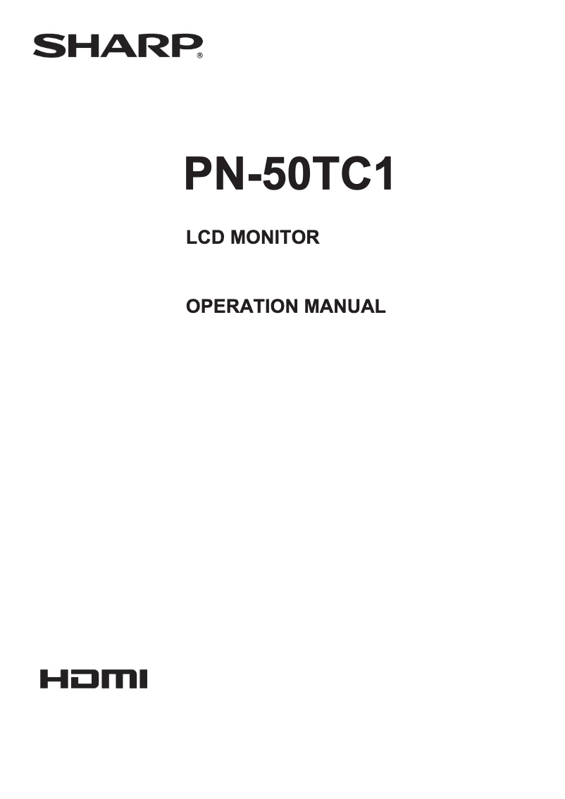 Page n°1 - Manuel utilisateur Sharp PN-50TC1