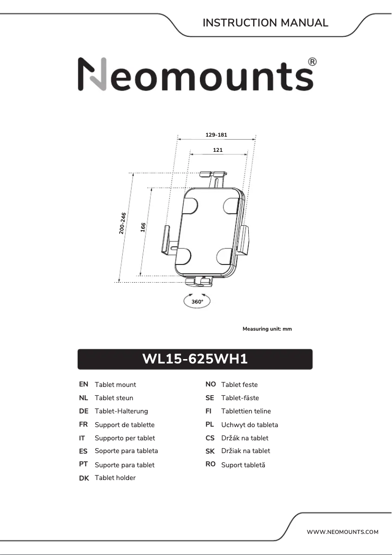 Image de la première page du manuel de l'appareil WL15-625WH1