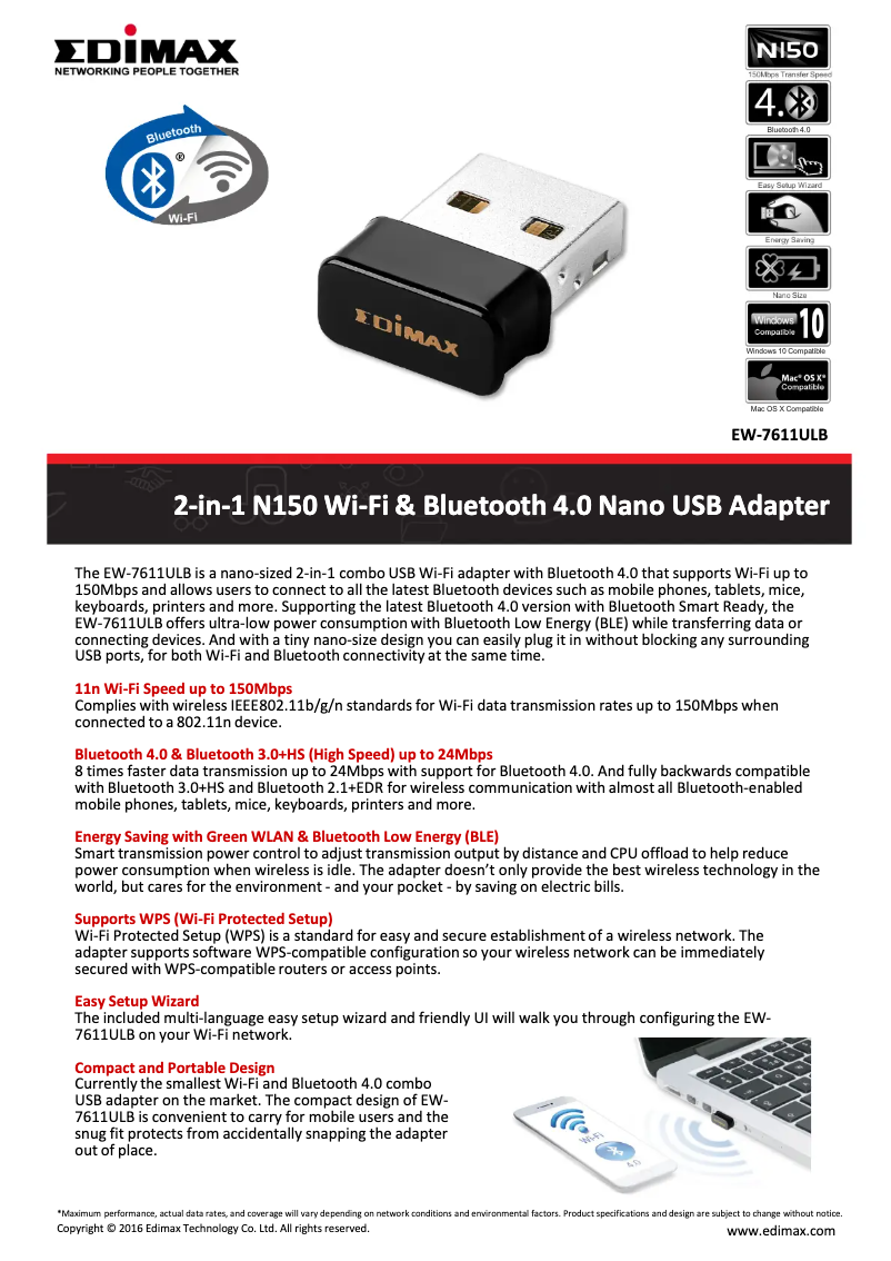 Page n°1 - Fiche technique Edimax EW-7611ULB