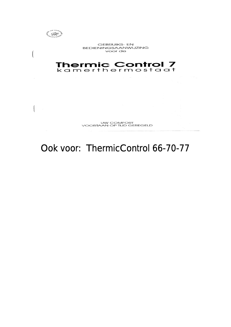 Page n°1 - Manuel utilisateur Amfra ThermicControl 70