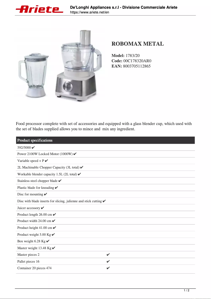 Image de la première page du manuel de l'appareil RoboMax Metal 1783