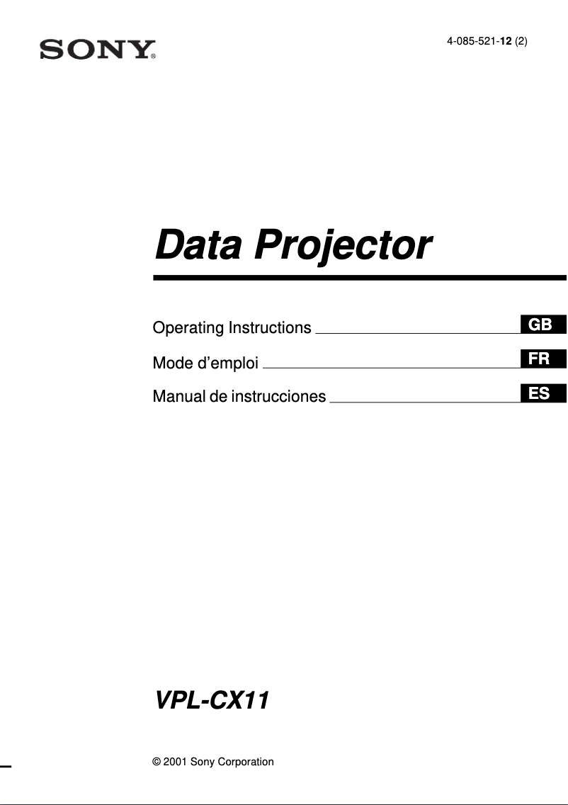Page 1 de la notice Manuel utilisateur Sony VPL-CX11
