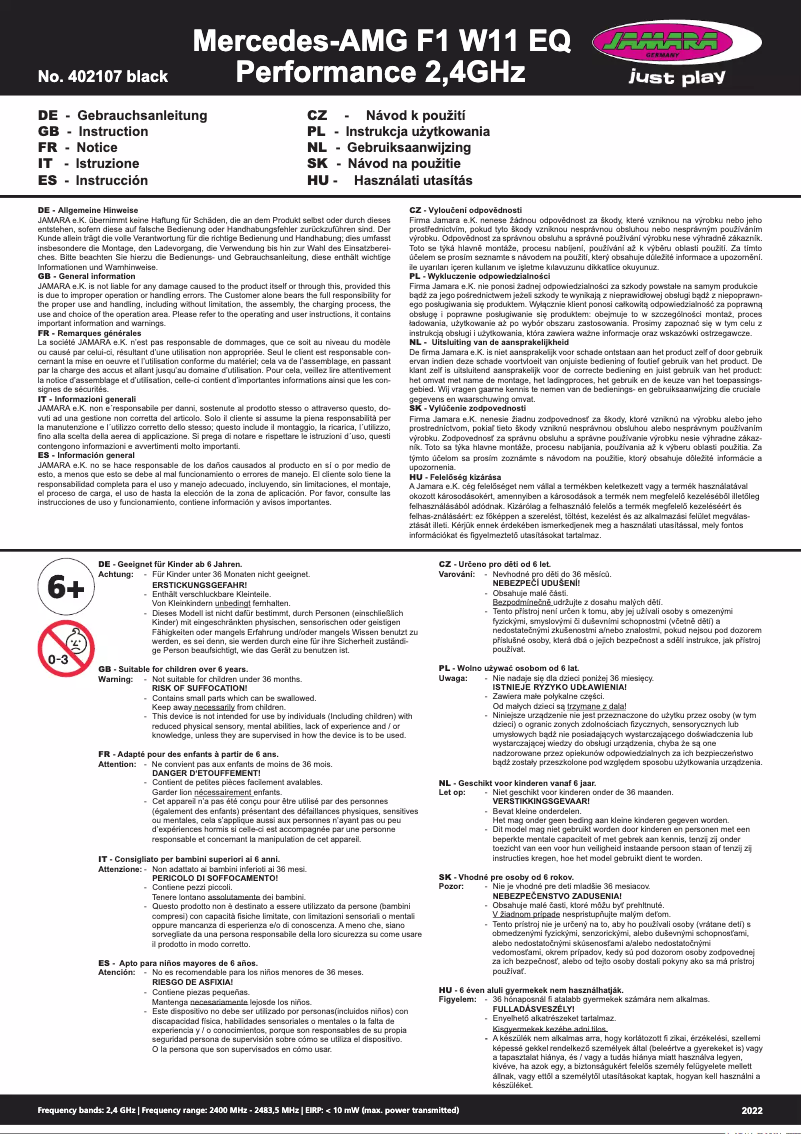 Page n°1 - Manuel utilisateur Jamara 402107