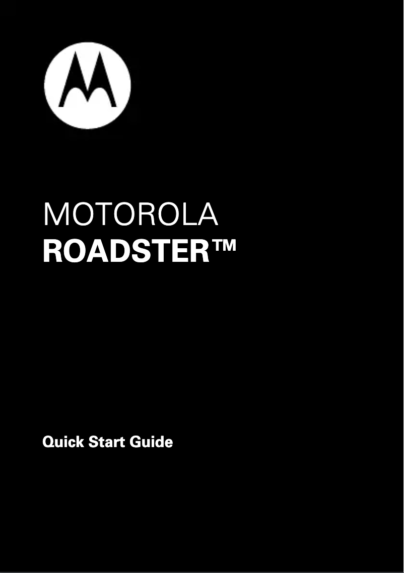 Page n°1 - Manuel utilisateur Motorola Roadster