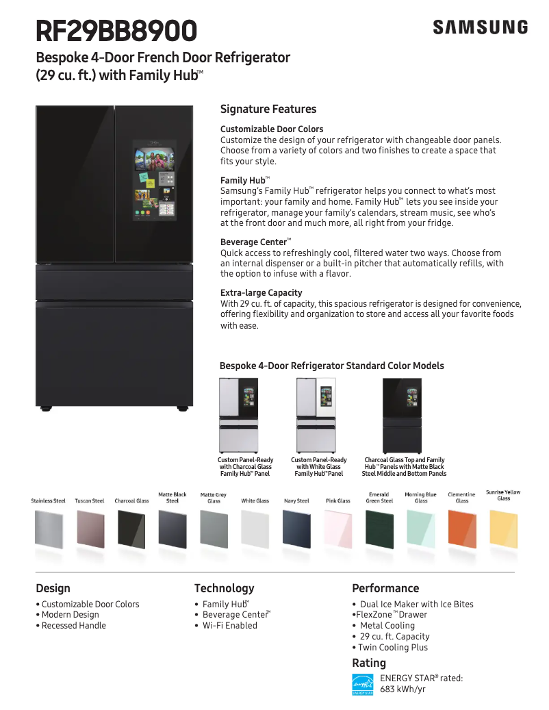 Page n°1 - Fiche technique Samsung RF29BB8900AW