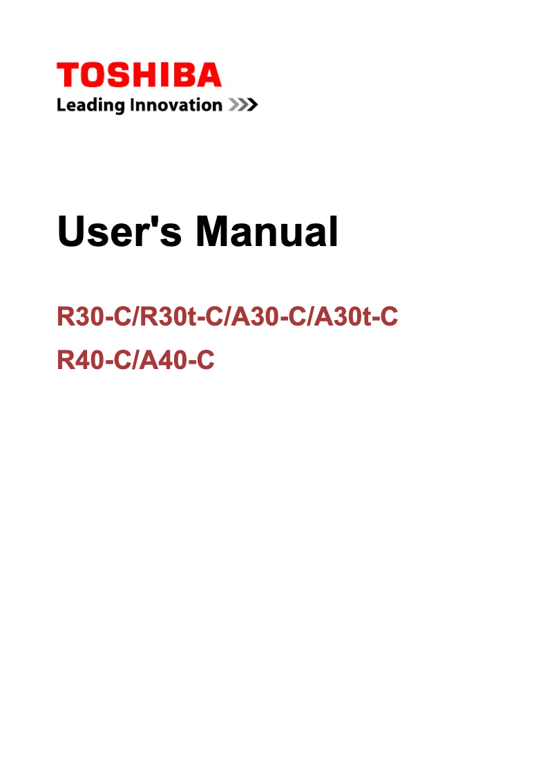 Page 1 de la notice Manuel utilisateur Toshiba Portege R30