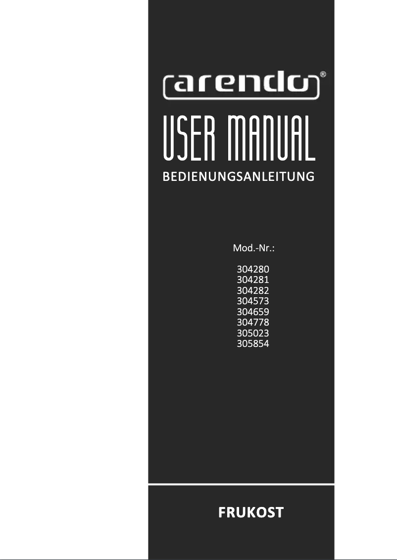 Page 1 de la notice Manuel utilisateur Arendo Frukost 304282