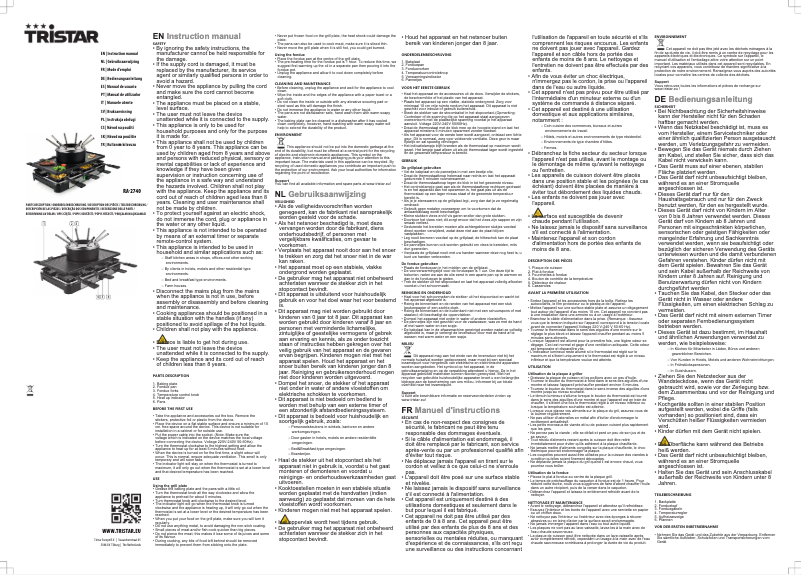 Page 1 de la notice Manuel utilisateur TriStar RA-2740