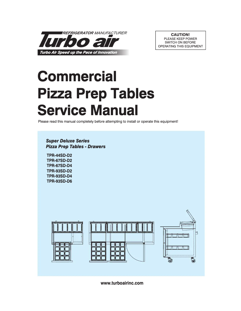 Page n°1 - Manuel utilisateur Turbo air TPR-93SD-D2-N