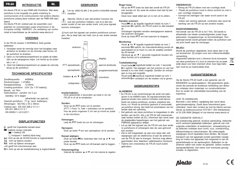 Page 1 de la notice Manuel utilisateur Alecto FR-24