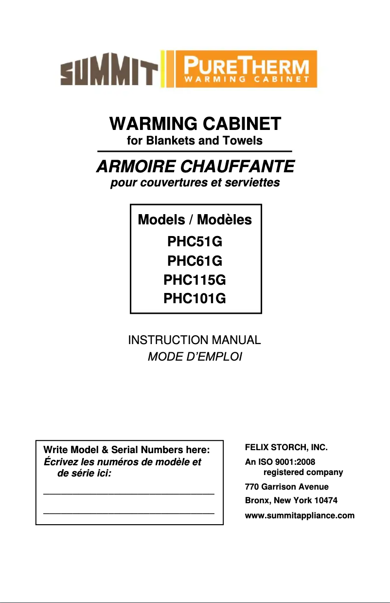 Image de la première page du manuel de l'appareil PHC51G