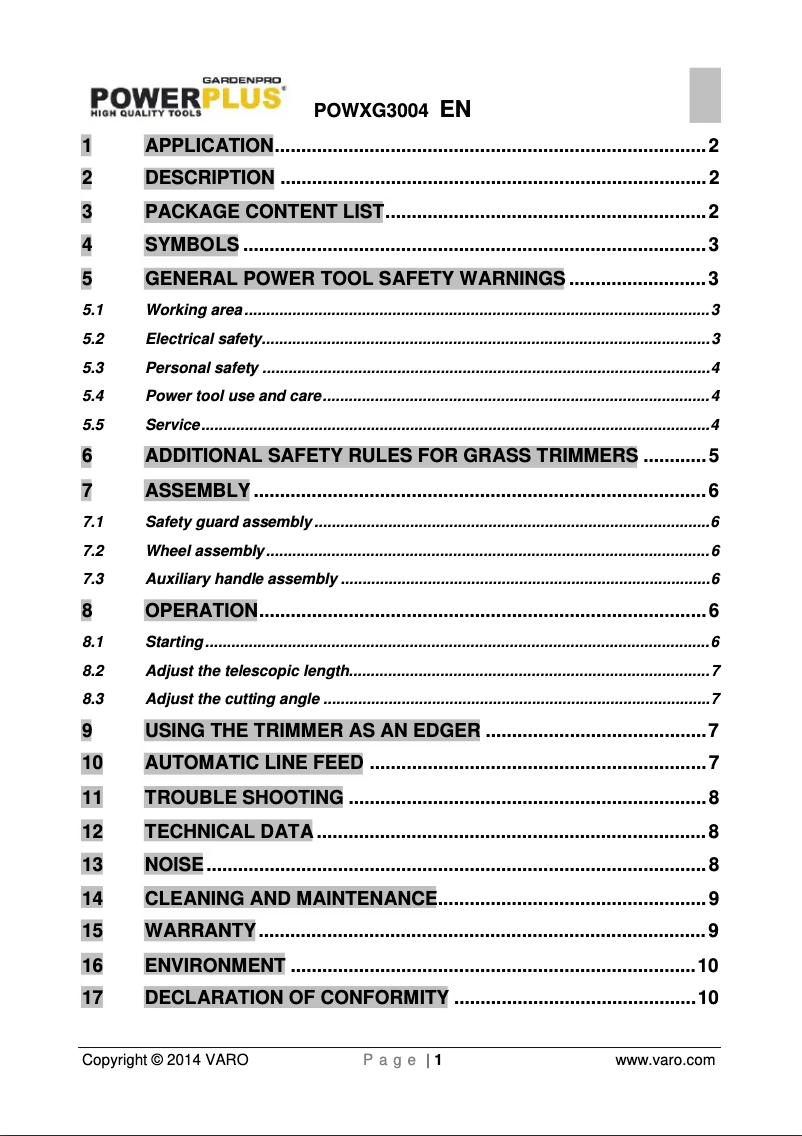 Página 1 del manual Manual de usuario PowerPlus POWXG3004