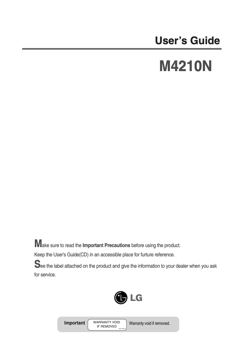 Page n°1 - Manuel utilisateur LG M4210N-B10J