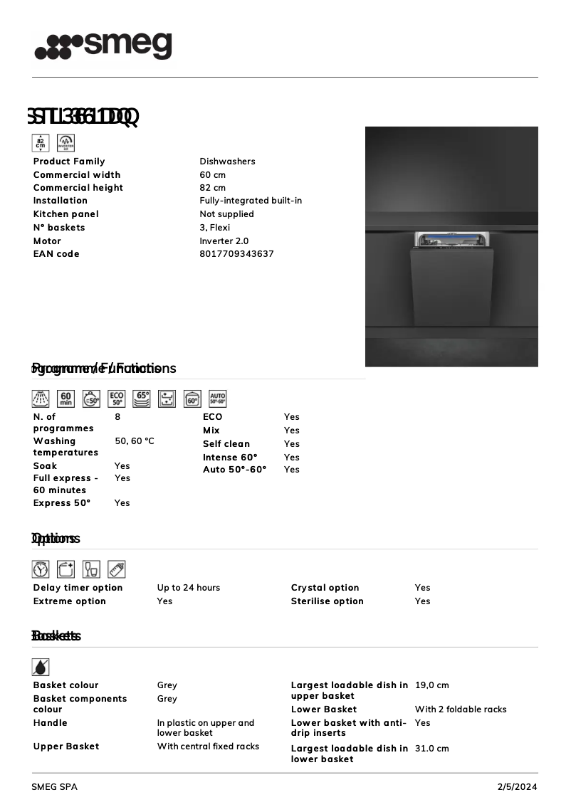 Page n°1 - Fiche technique Smeg STL361DQ