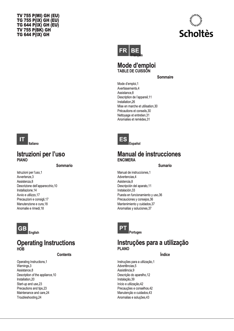 Image de la première page du manuel de l'appareil TV 755 P(MI) GH (EU)
