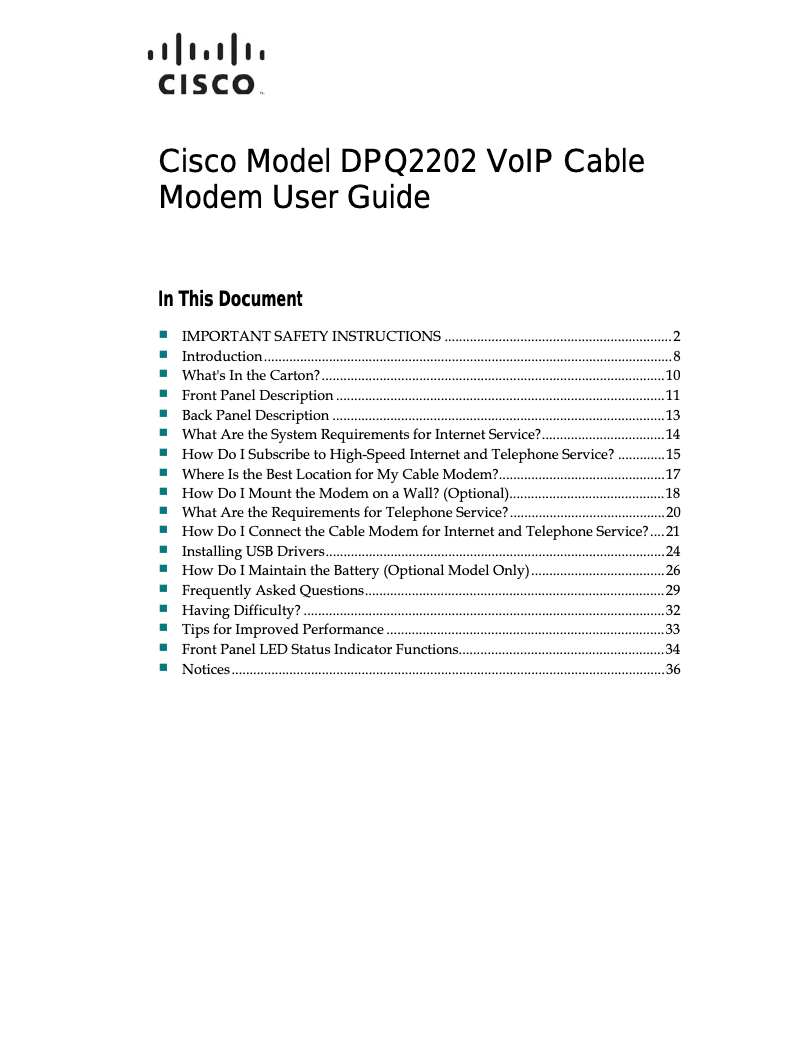 Page n°1 - Manuel utilisateur Cisco DPQ2202
