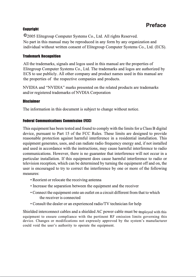 Page 1 de la notice Manuel utilisateur ECS N9800GT-1GMU-F
