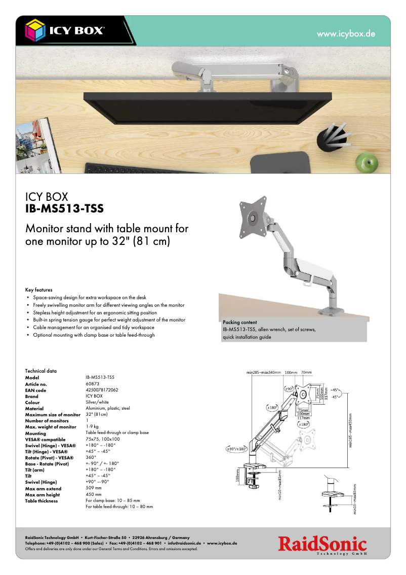 Page 1 de la notice Fiche technique Icy Box IB-MS513-TSS