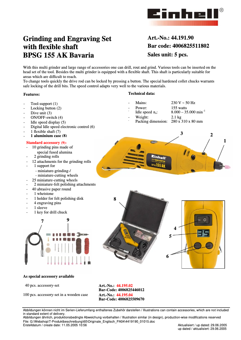 Image de la première page du manuel de l'appareil BPSG 155 AK