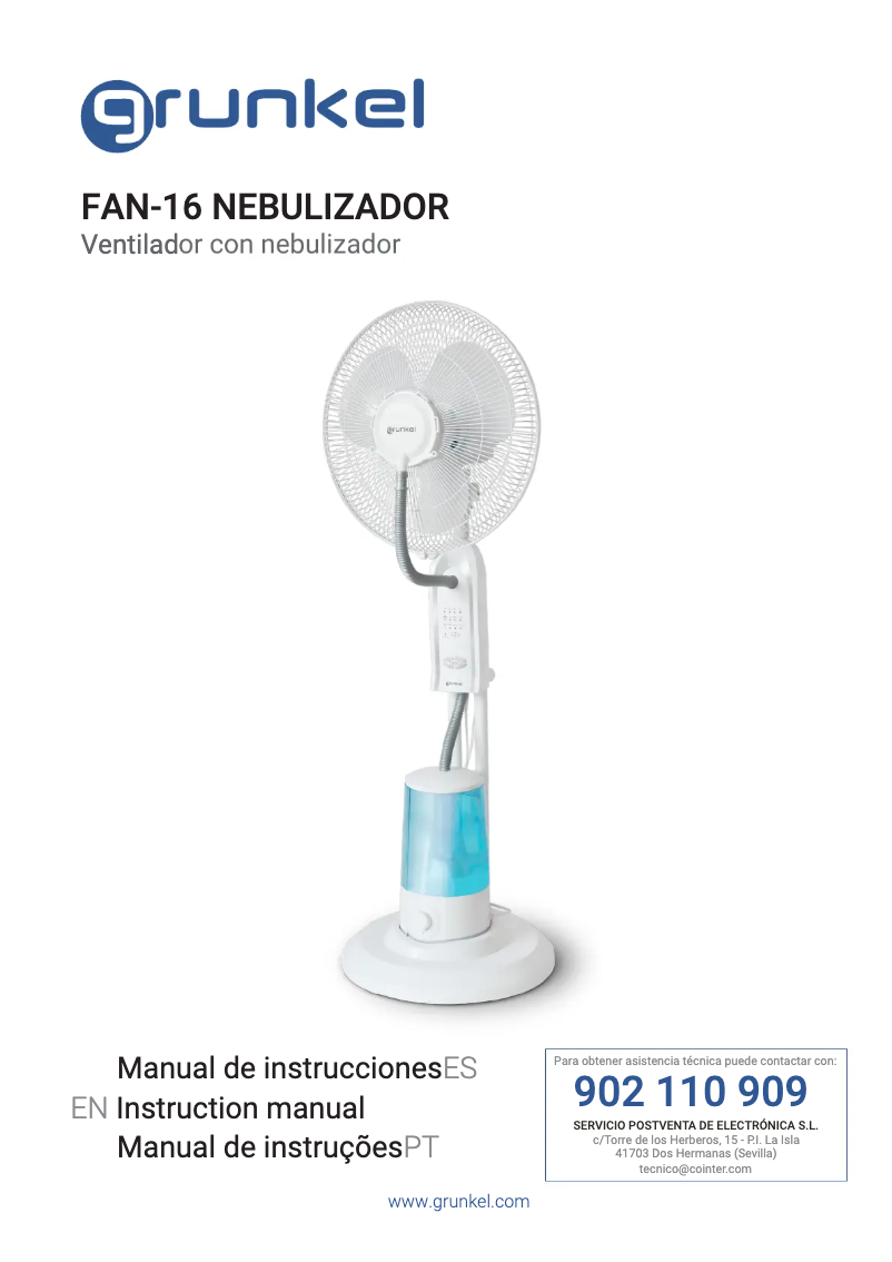 Página 1 del manual Manual de usuario Grunkel FAN-16NEBULIZADOR