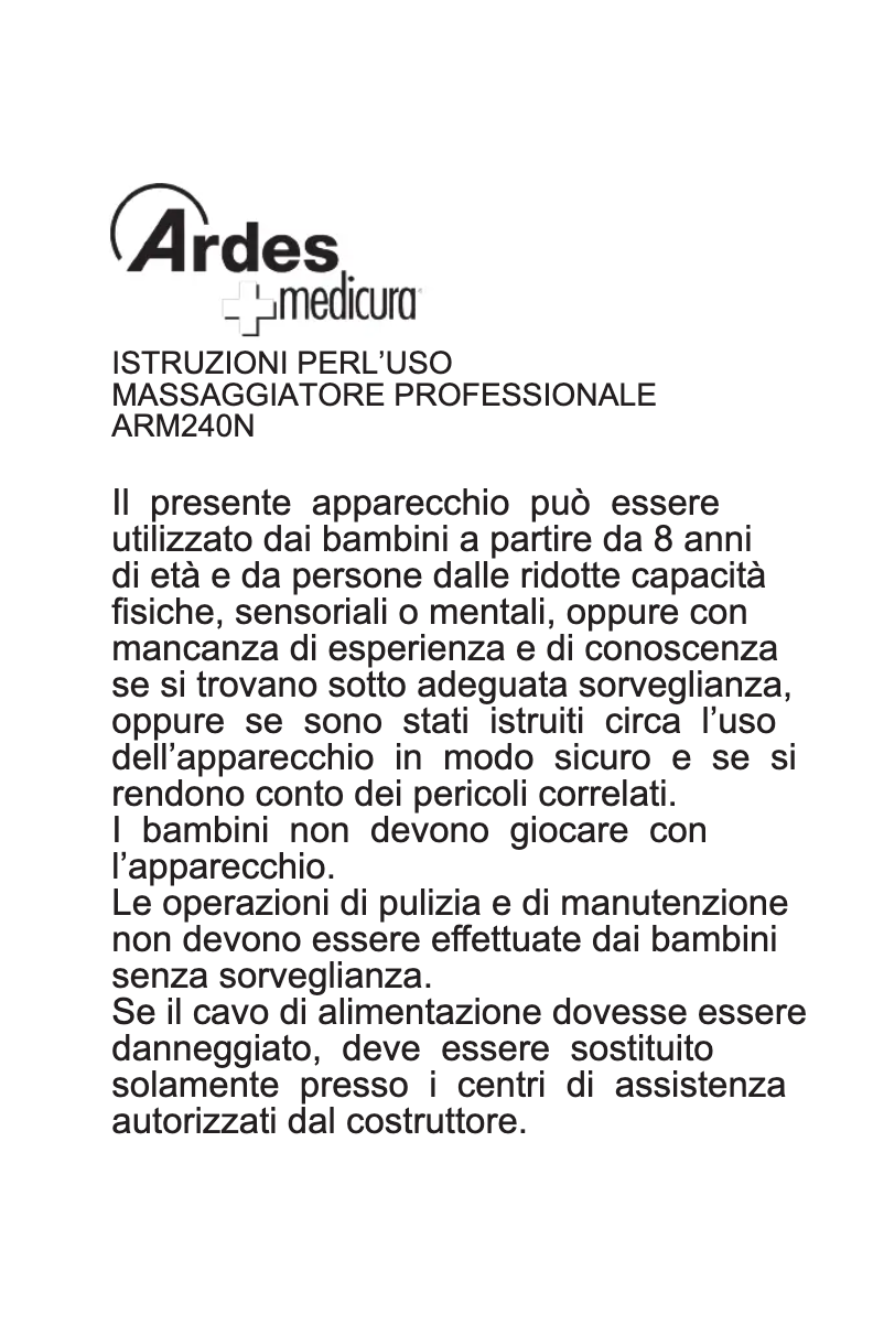 Image de la première page du manuel de l'appareil ARM240N