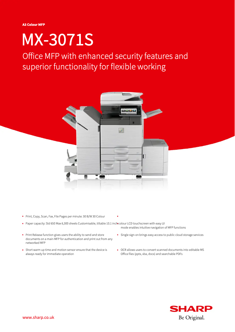 Image de la première page du manuel de l'appareil MX-3071S