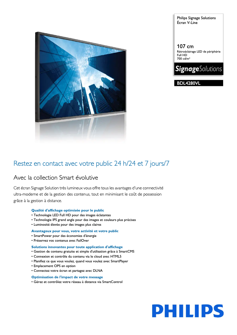 Page 1 of the manual Technical Sheet Philips BDL4280VL