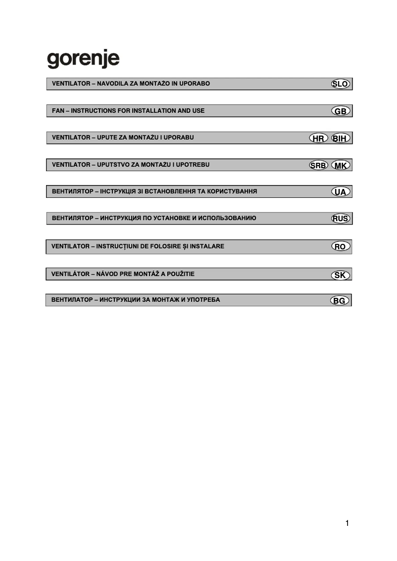 Page 1 de la notice Manuel utilisateur Gorenje BVX150STS