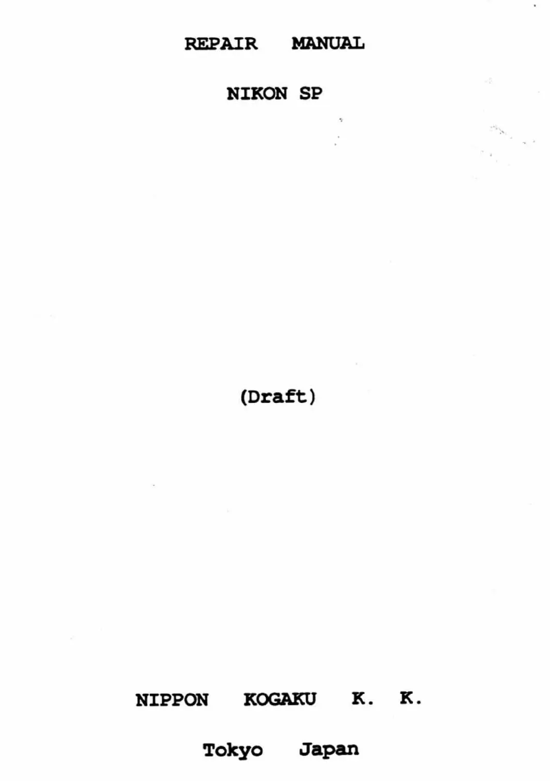 Page n°1 - Manuel utilisateur Nikon SP