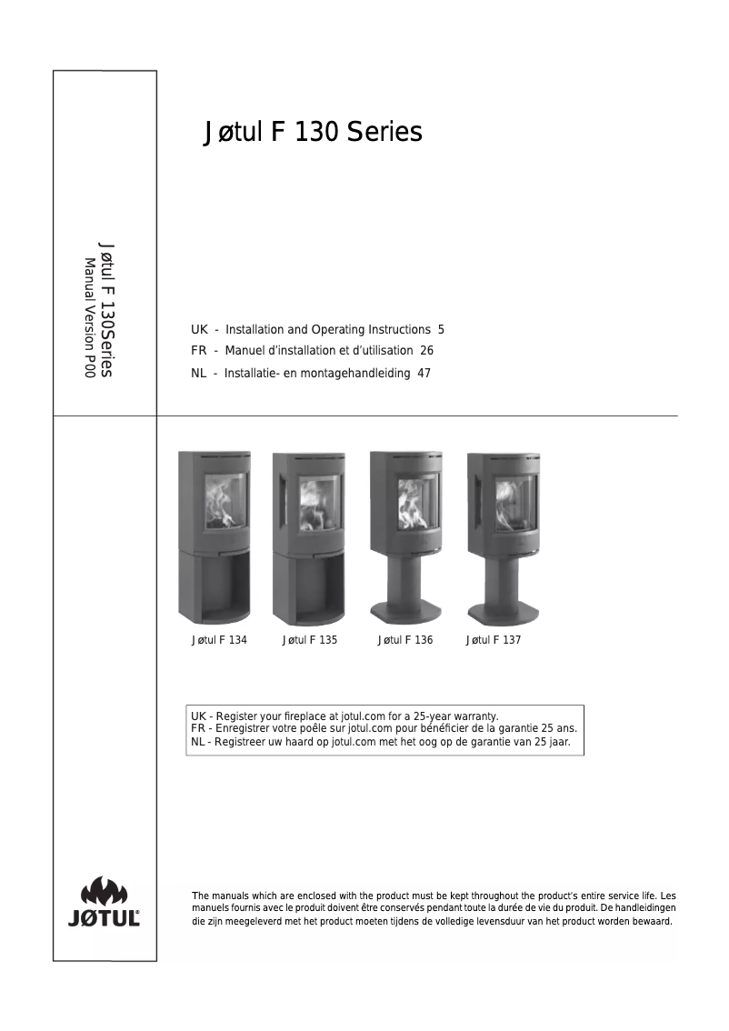 Page n°1 - Manuel utilisateur Jøtul F 135