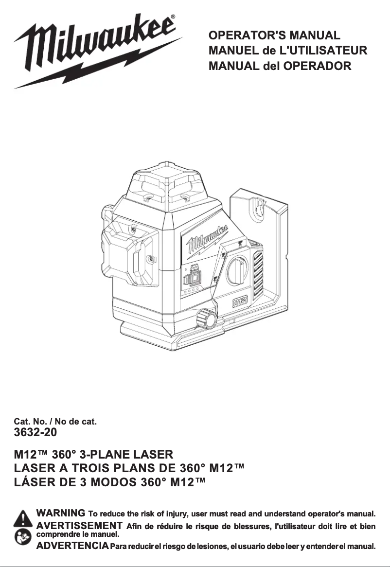 Page 1 de la notice Manuel utilisateur Milwaukee M12 3632-21