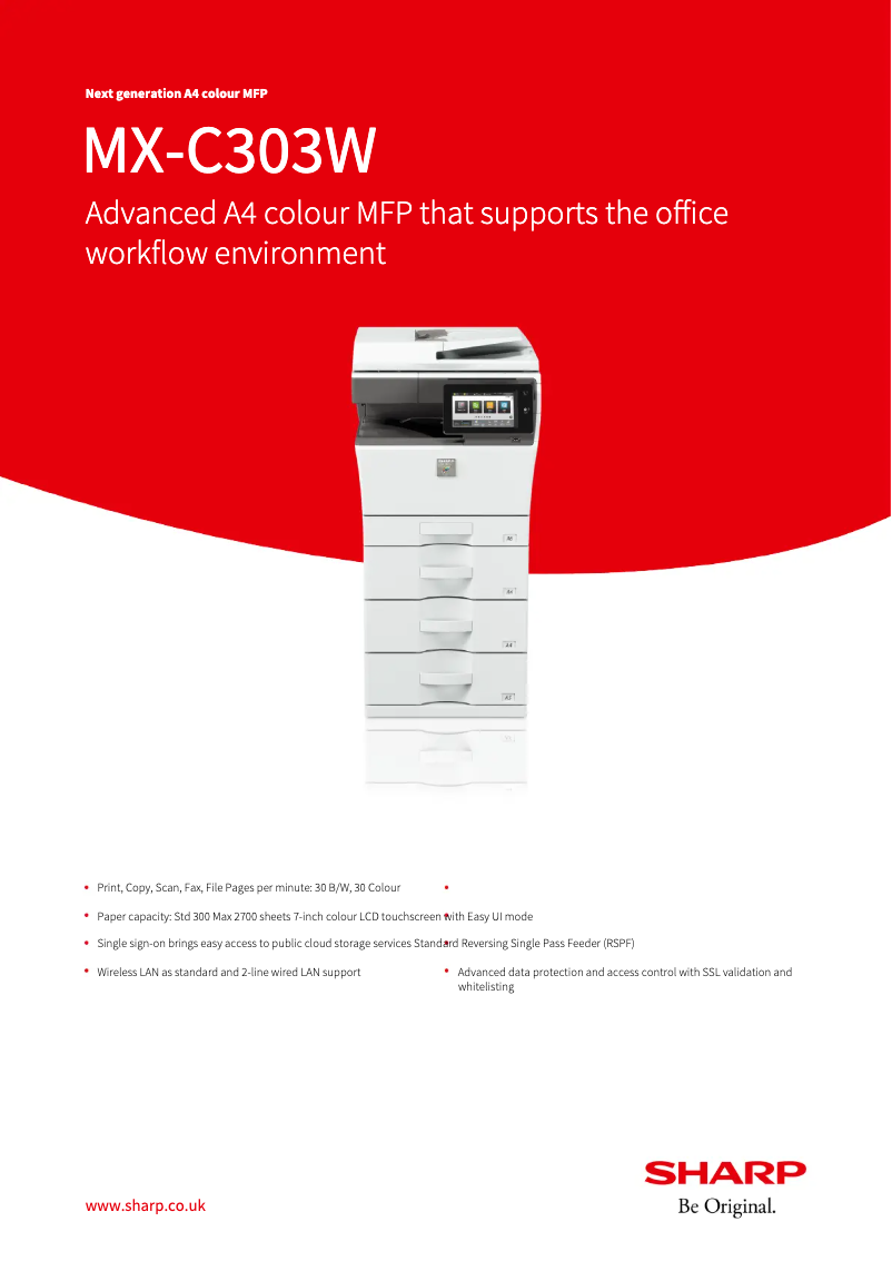 Image de la première page du manuel de l'appareil MX-C303W