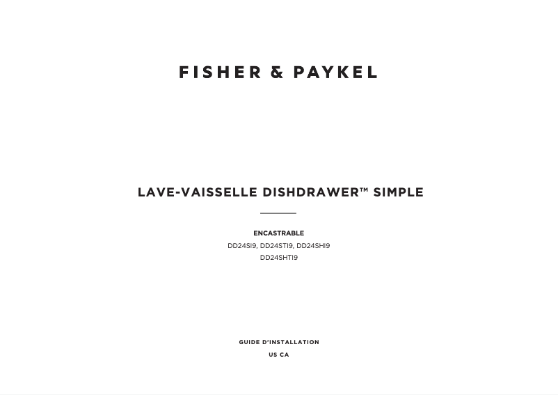 Page 1 de la notice Guide d'installation Fisher & Paykel DD24SHTI9_N