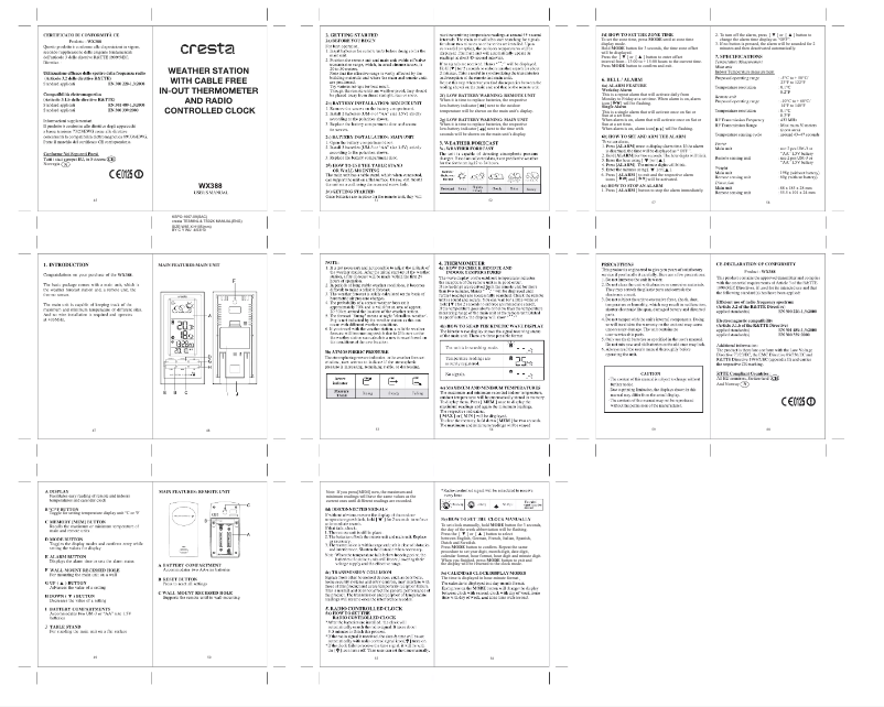 Página 1 del manual Manual de usuario Cresta WX388