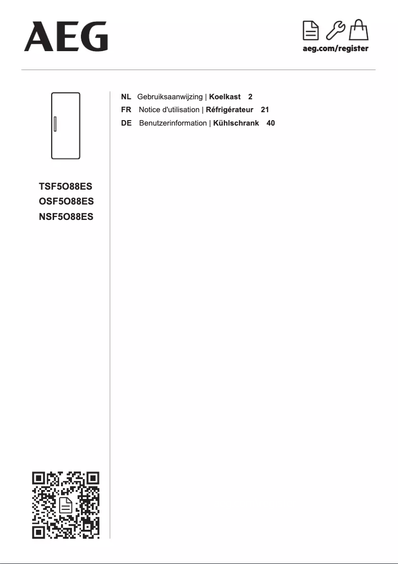 Page n°1 - Manuel utilisateur AEG NSF5O88ES