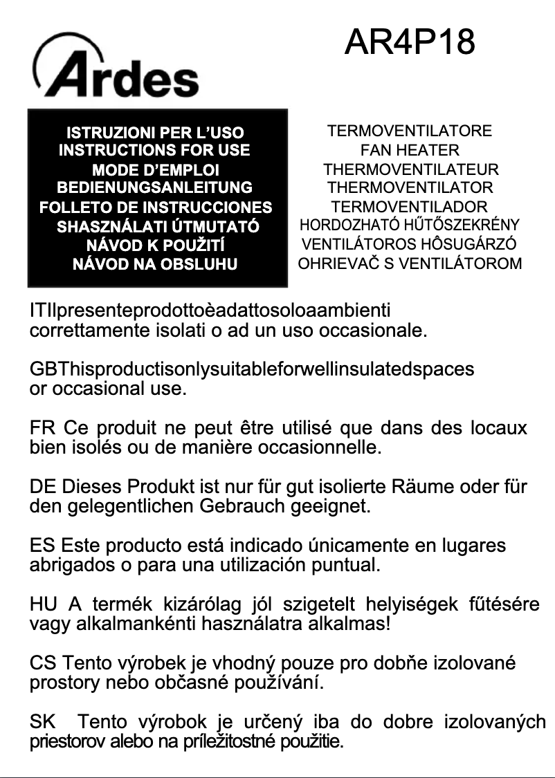 Imagen de la primera página del manual del dispositivo AR4P18