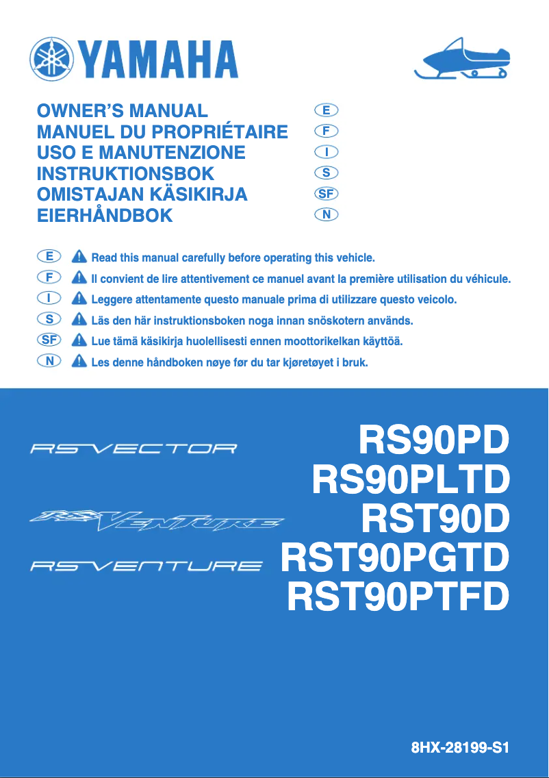Page n°1 - Manuel utilisateur Yamaha RS Vector (2013)