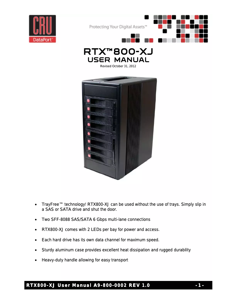 Page 1 of the manual User Manual CRU RTX800-XJ