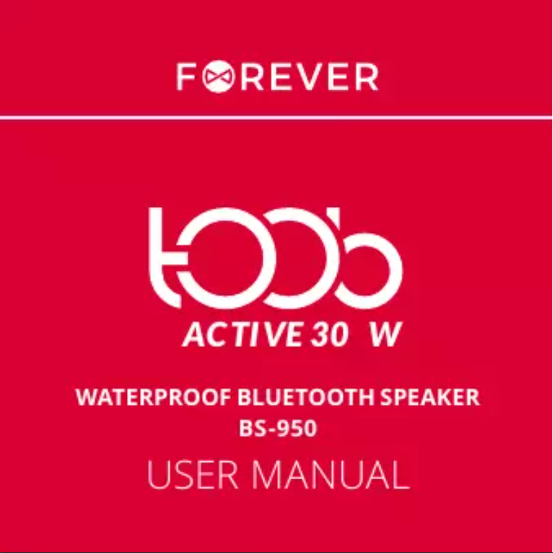 Page 1 de la notice Manuel utilisateur Forever Toob 30 BS-950