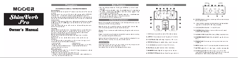 Page n°1 - Manuel utilisateur Mooer ShimVerb