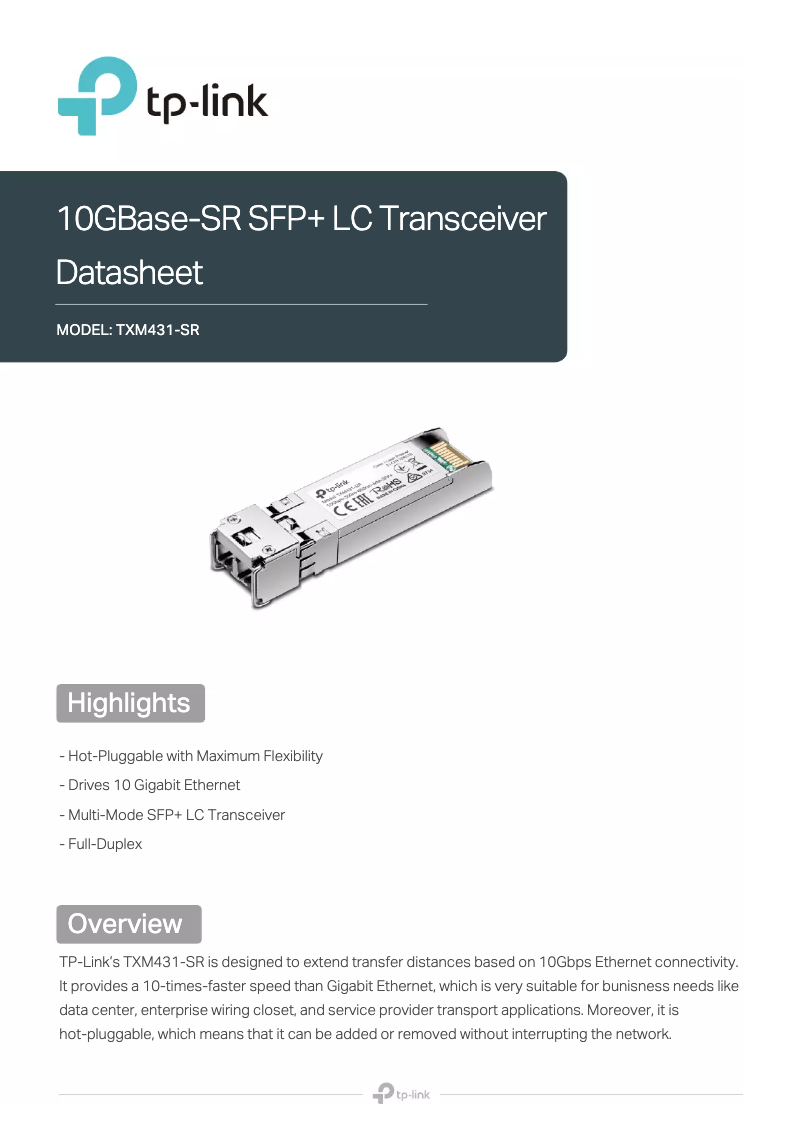 Page n°1 - Fiche technique TP-Link TXM431-SR