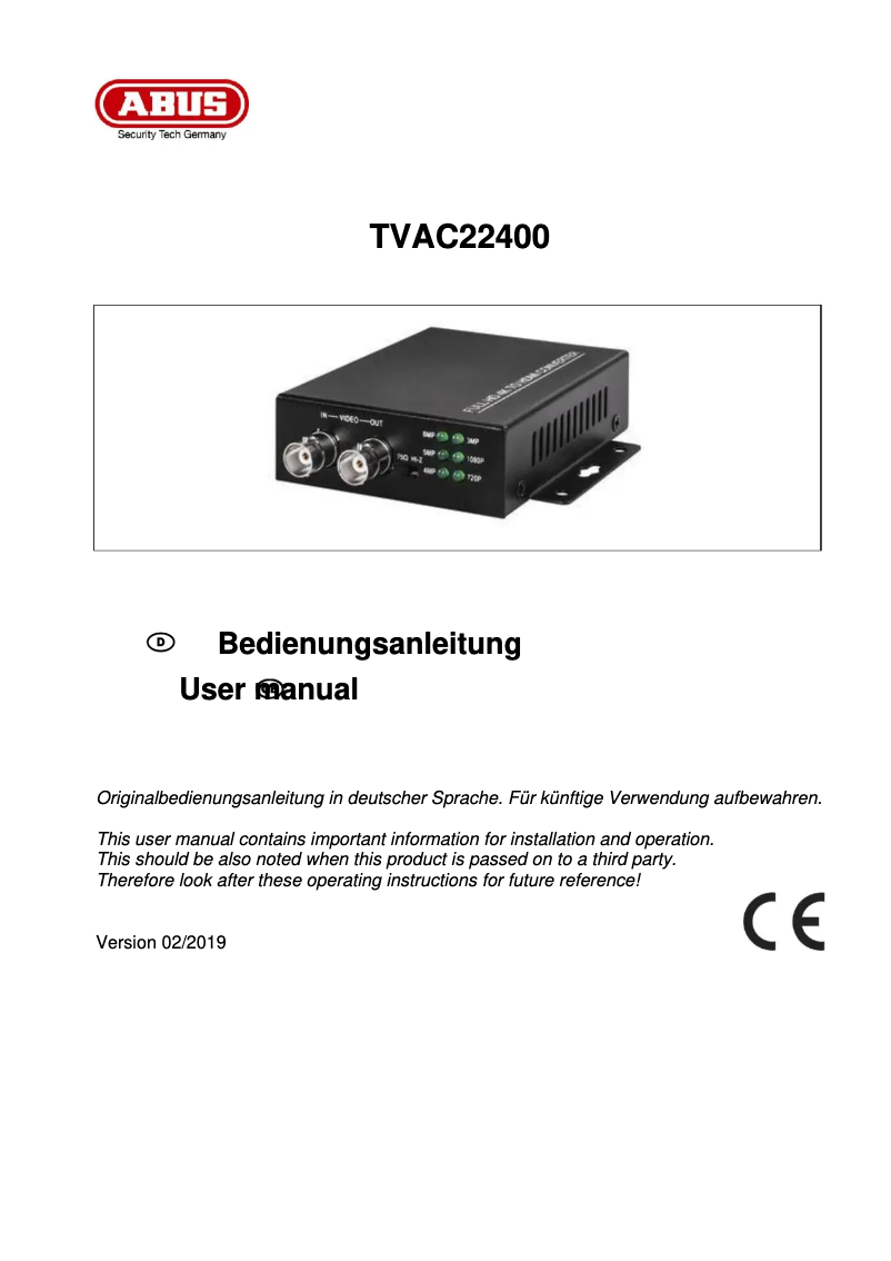 Image de la première page du manuel de l'appareil TVAC22400