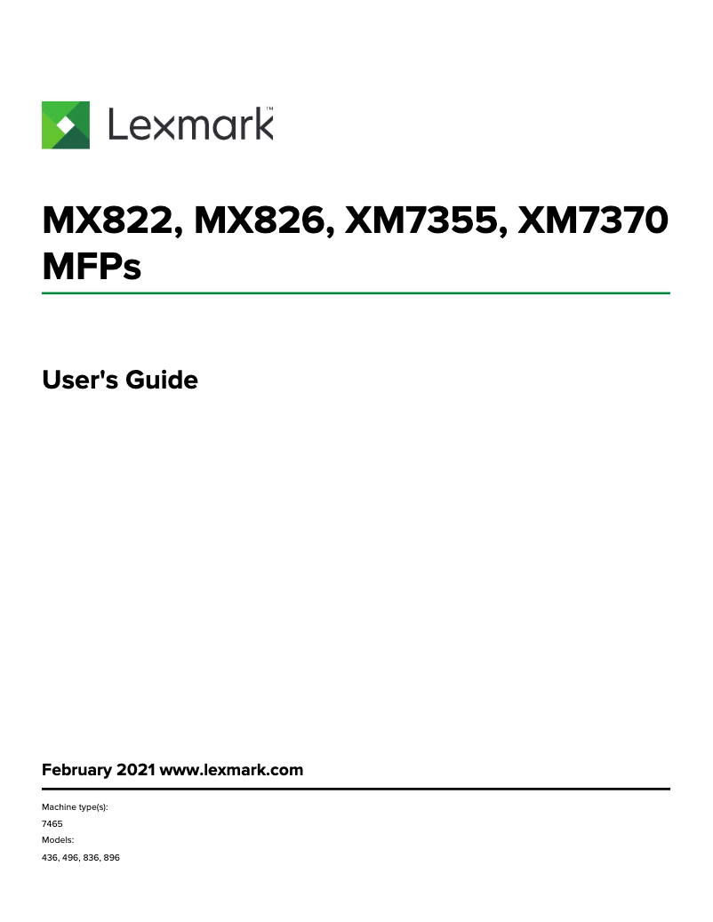 Página 1 del manual Manual de usuario Lexmark MX826adxe