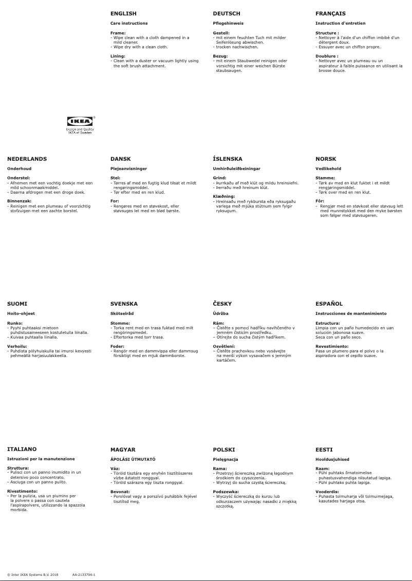 Page 1 de la notice Manuel utilisateur Ikea HOLMSUND