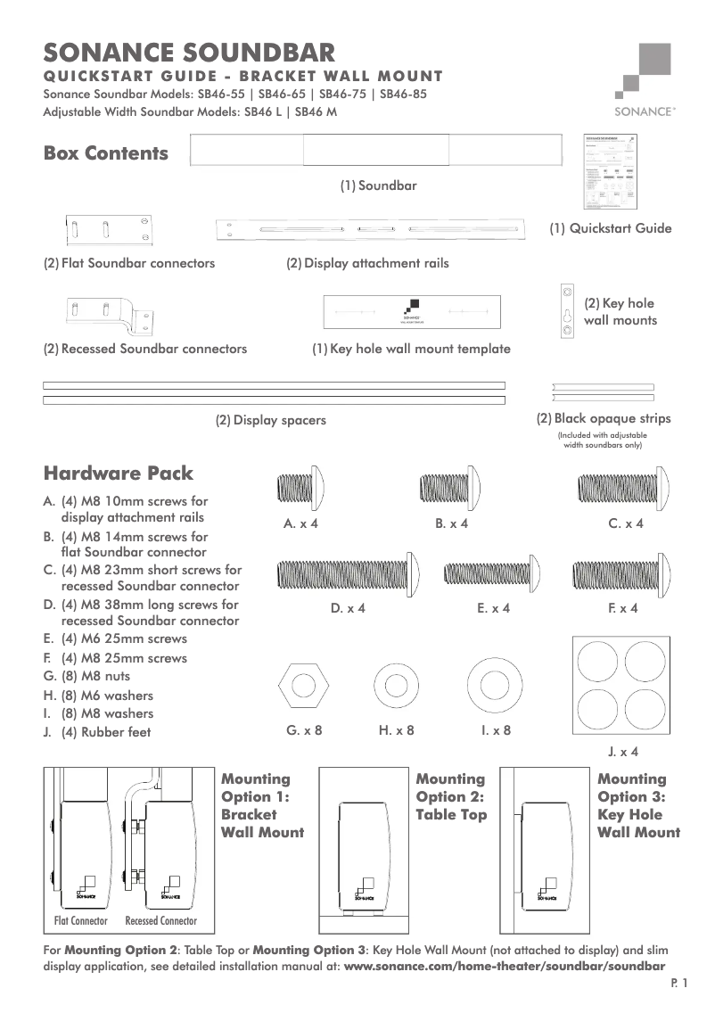 Page 1 de la notice Guide de démarrage rapide Sonance SB46-65