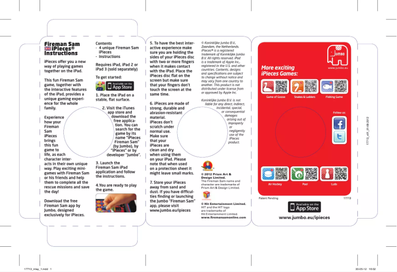 Imagen de la primera página del manual del dispositivo IPieces Fireman Sam